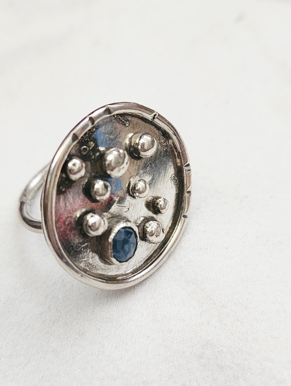KYANITE ROUND RING HANDMADE IN STERLING SILVER METAL SIZE 7 - Picture 6 of 13